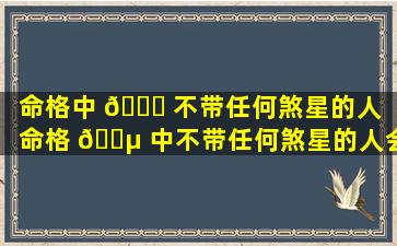 命格中 🐟 不带任何煞星的人（命格 🐵 中不带任何煞星的人会怎么样）